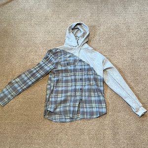 mens medium half sweatshirt/half flannel